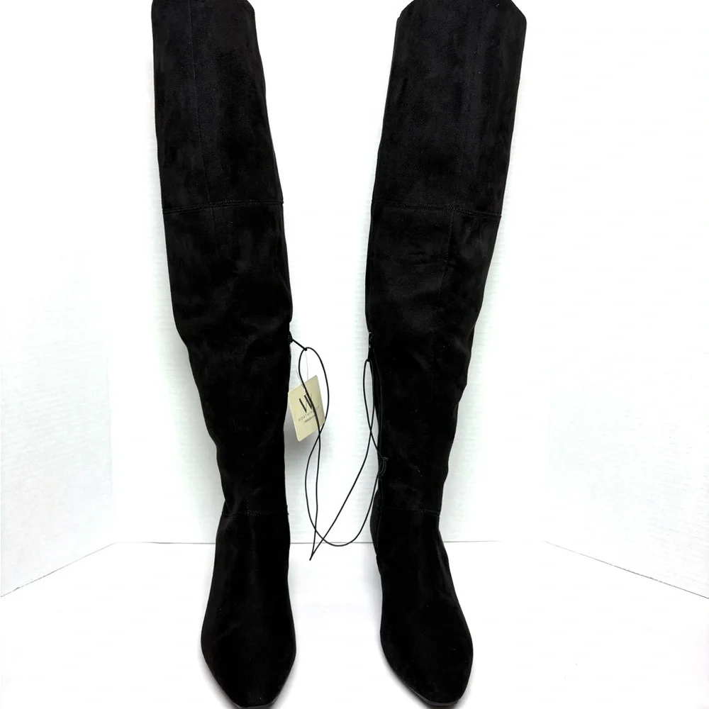 Worthington Over Knee Boots Black Faux Suede Tall Sexy Coquette Baddie Sz‎ 6 NWB